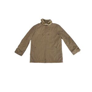 Vintage 90s London Fog Faux Fur Lined Utility Jacket Khaki XL